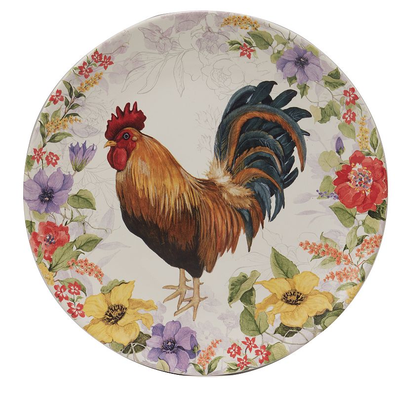 Certified International Floral Rooster 4-pc. Dinner Plate Set