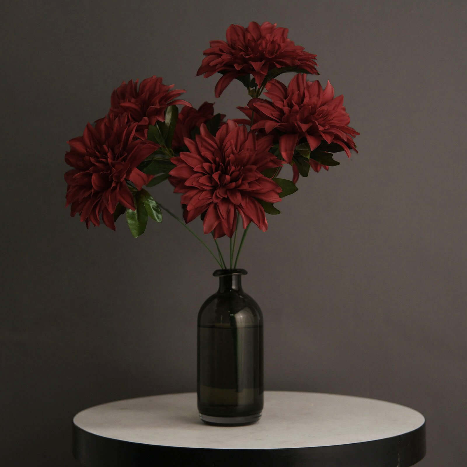 2 Bouquets Burgundy Artificial Silk Dahlia Flower Spray Bushes 20