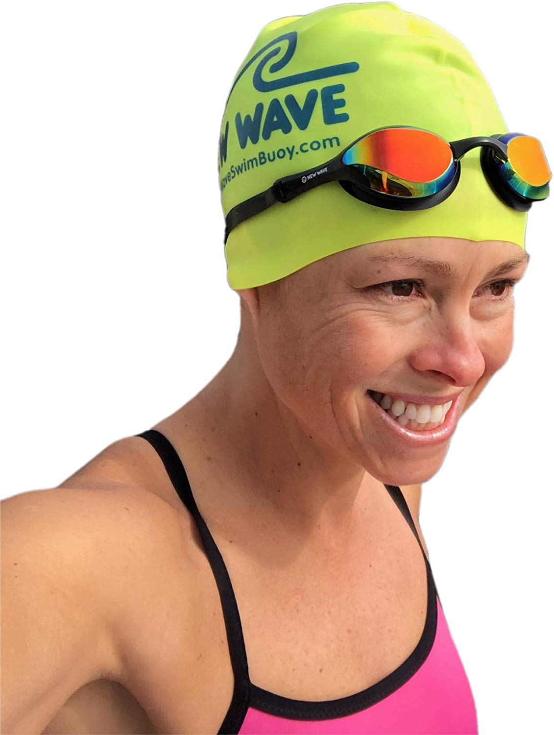 New Wave Swim Goggles {Bonfire = Revo Lens in Black Frame} Anti Fog Lenses, Silicone In-Socket Eye Cups, Four Interchangeable Nose Bridges and Adjustable Strap for Water-Tight Seal for Triathlon & Ope