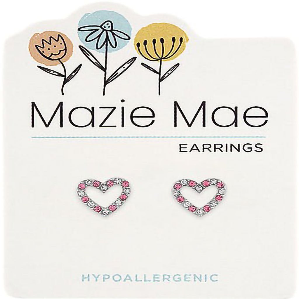 Center Court  Silver CZ & Light Rose Open Heart Stud Mazie Mae Earring