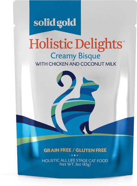 Solid Gold Holistic Delights Creamy Bisque with Chicken and Coconut Milk Grain-Free Cat Food Pouches