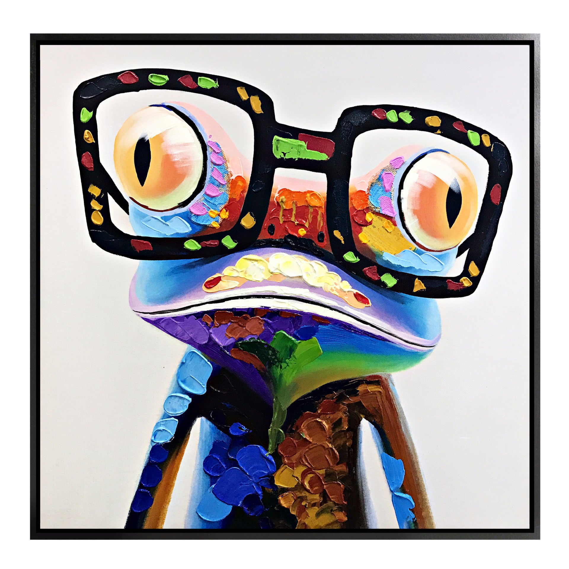 Funky Frog Hand Painted Art Painting With Frame 140X140 Cm Pnf010Xl Soap004