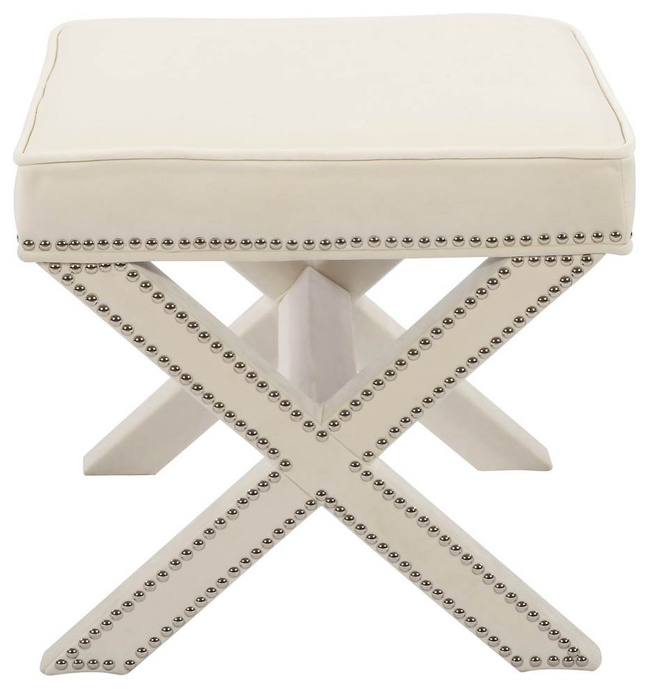 Nixon Velvet Upholstered Ottoman/Bench   Transitional   Upholstered Benches   by Meridian Furniture  Houzz