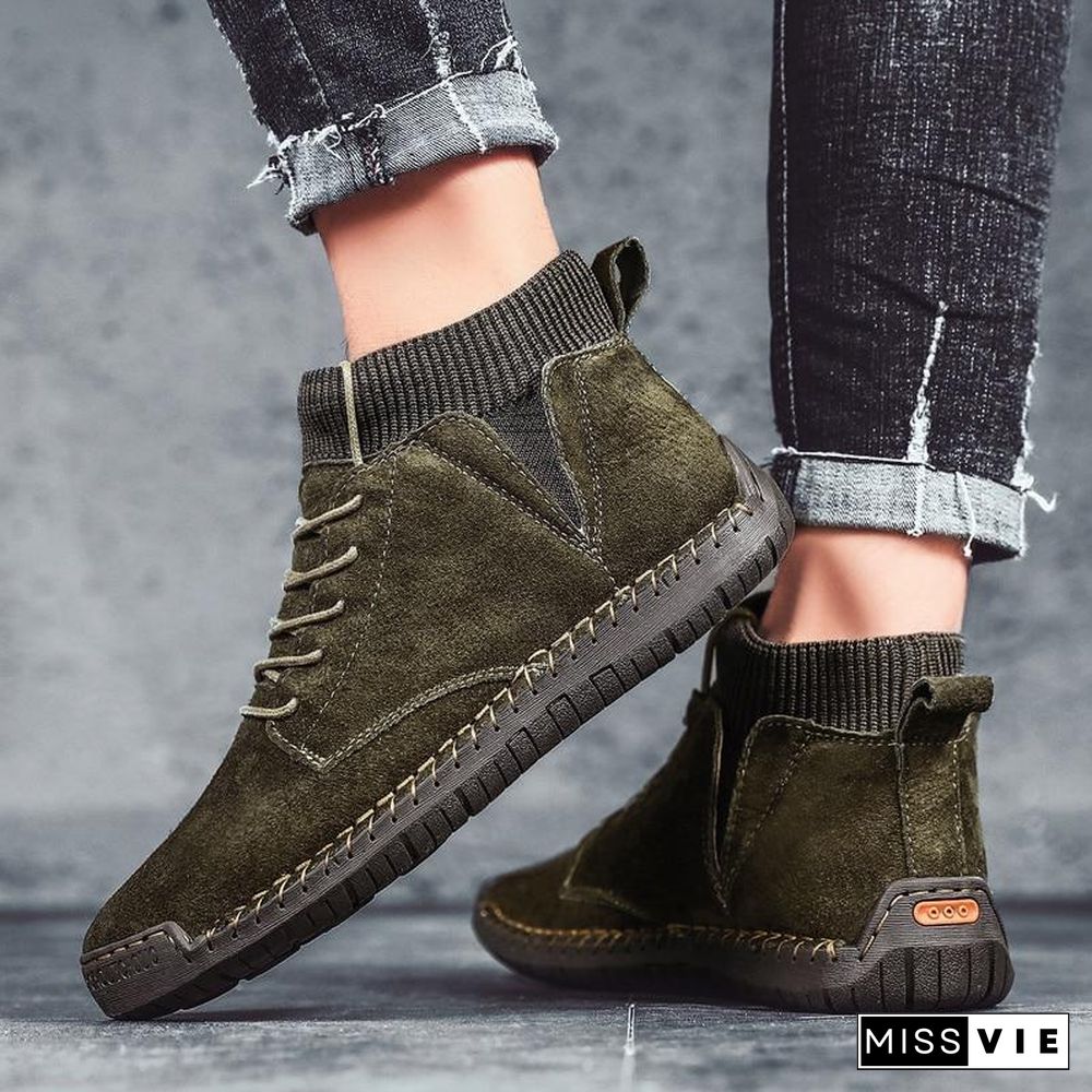 Men Casual Shoes High Top Boots Shoes Fashion Outdoor Army Travel Botas Hombre Sock Man Brithsh Sneaker