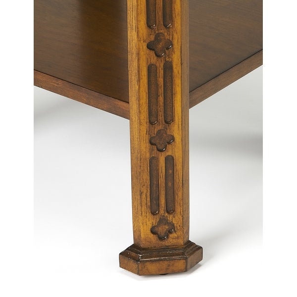 Olive Ash Burl Accent Table with Carved Details