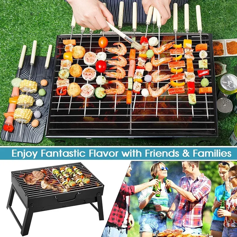 Polar Everest Folding stove Portable Barbecue Charcoal Grill BBQ Tabletop Stainless Steel Smoker Grill for Outdoor Camping