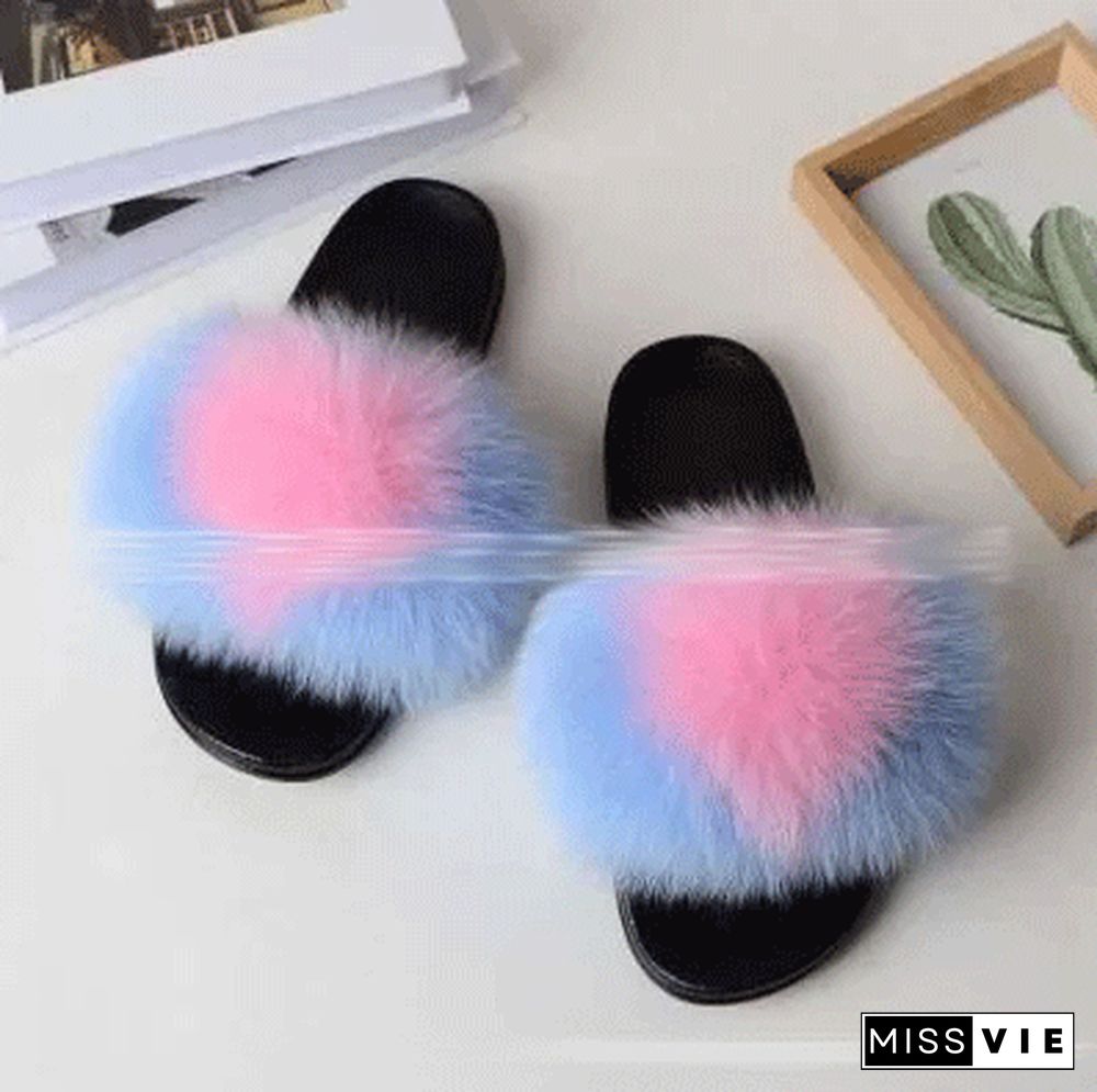 Furry Slippers Flat Half-drag Slippers