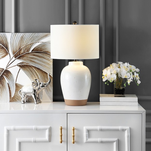 Portcia Table Lamp Speckled Ivory Glaze Safavieh