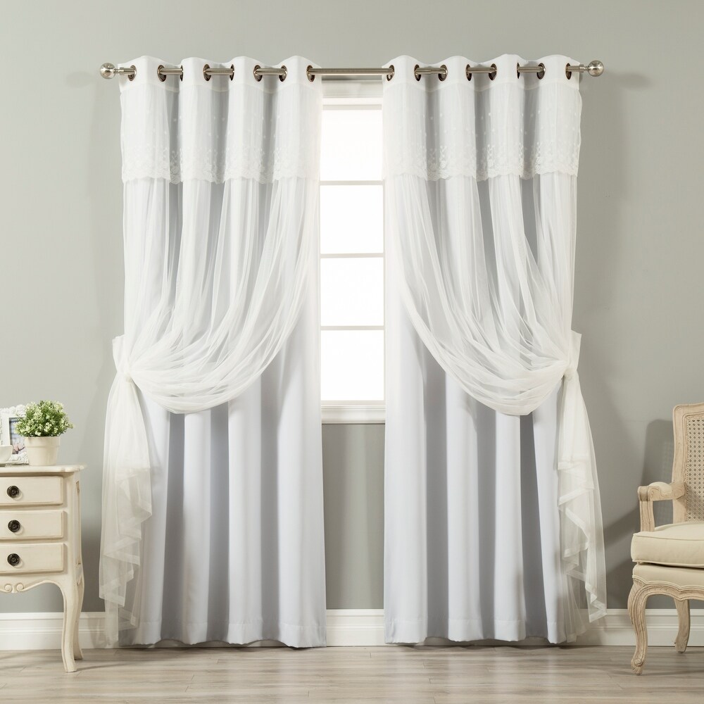 Aurora Home Tulle Sheer with Attached Valance   Blackout Mix   Match