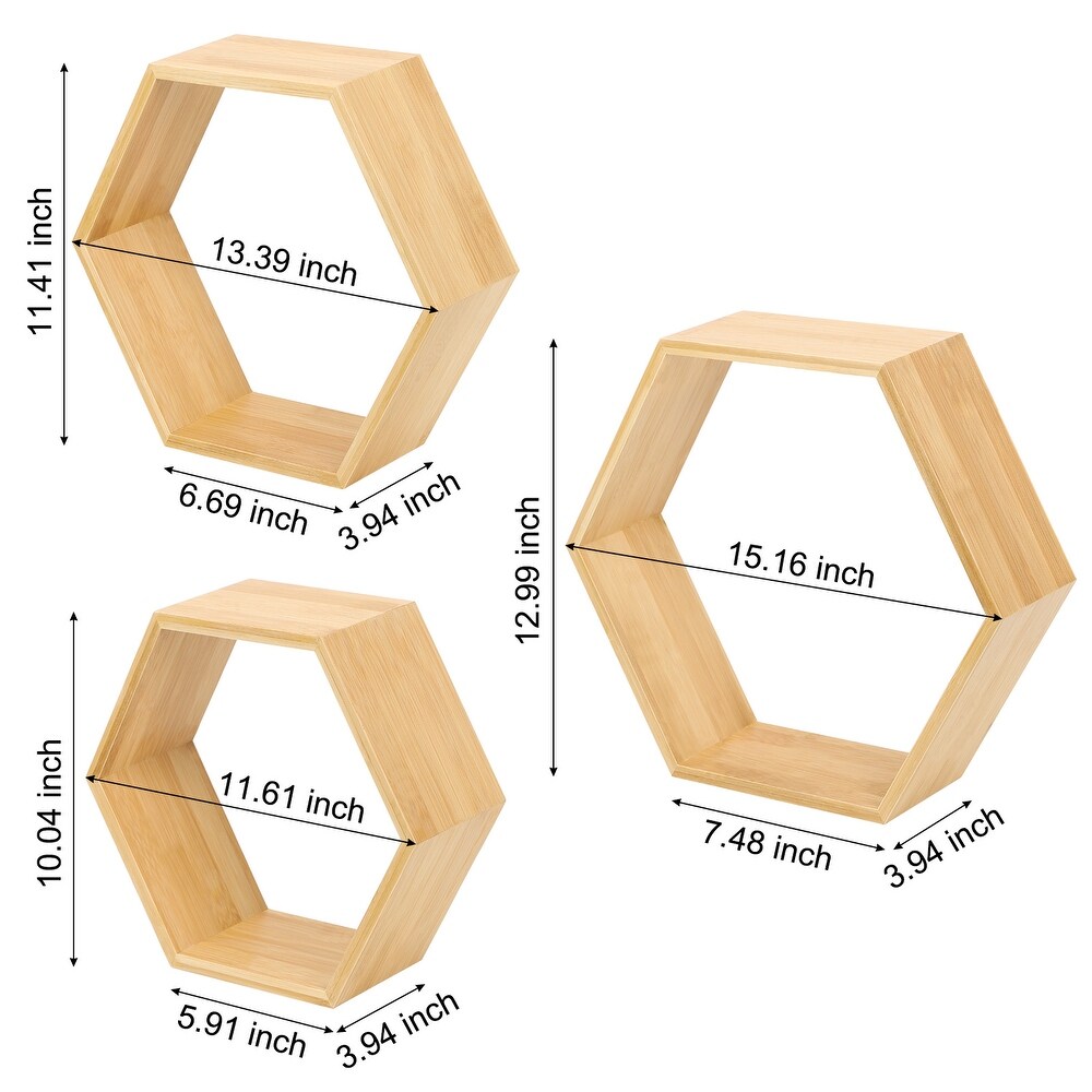 Wall Mounted Hexagon Floating Shelves