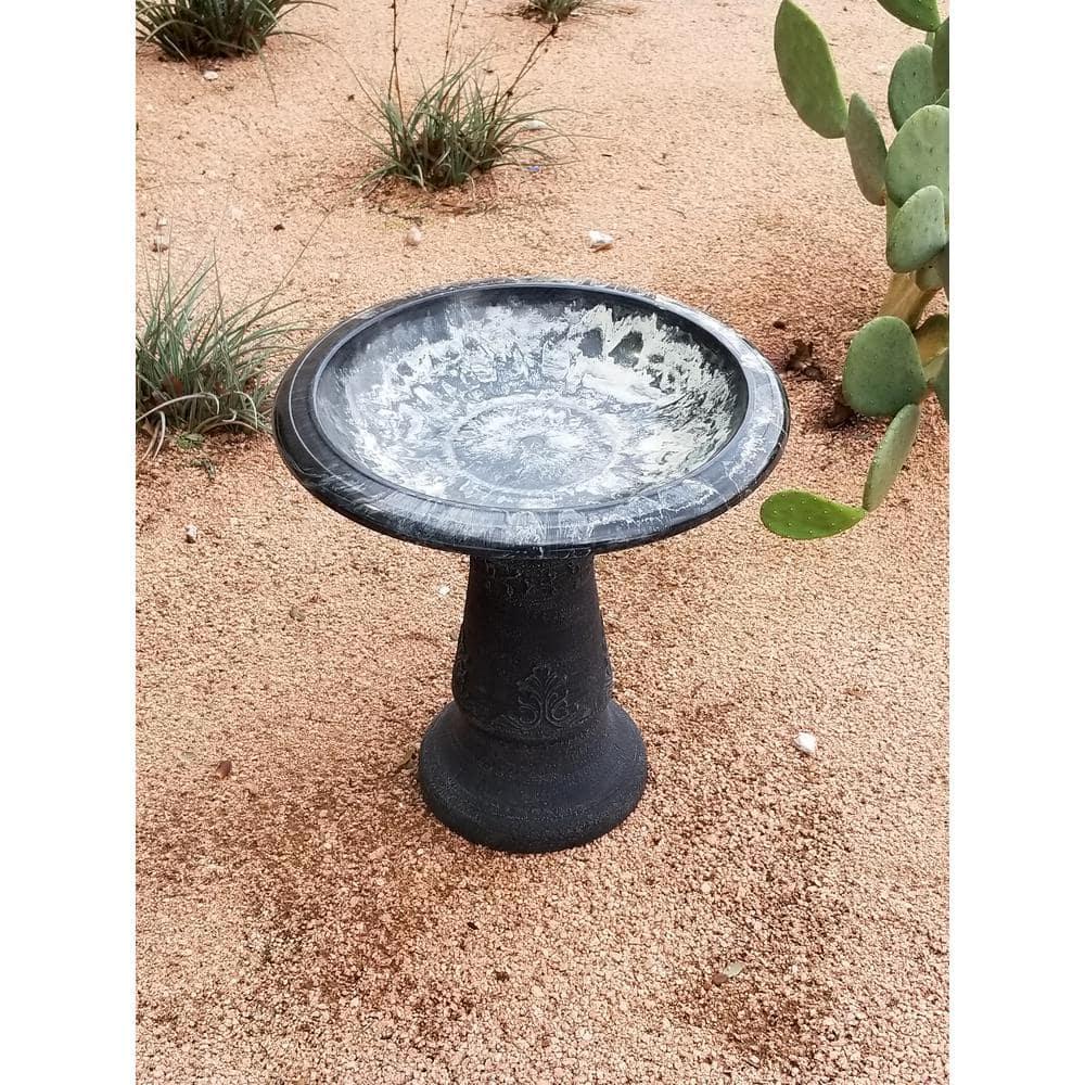 Exaco 20.5 in. H x 20 in. W Endura Clay Bird Bath Blue/Black FM-0203B