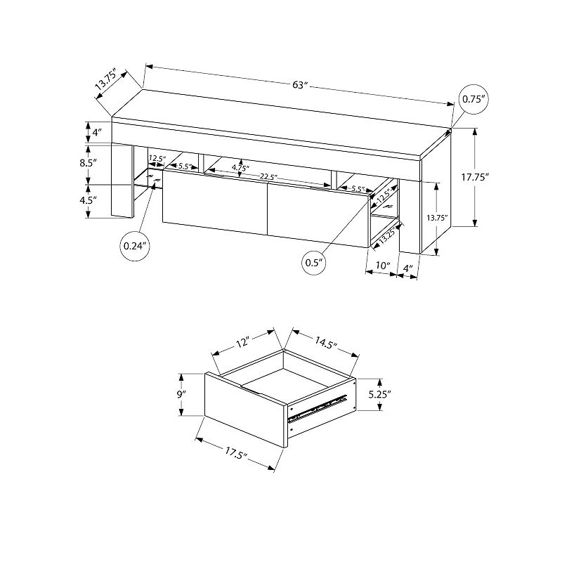 Monarch Modern Glossy White TV Stand