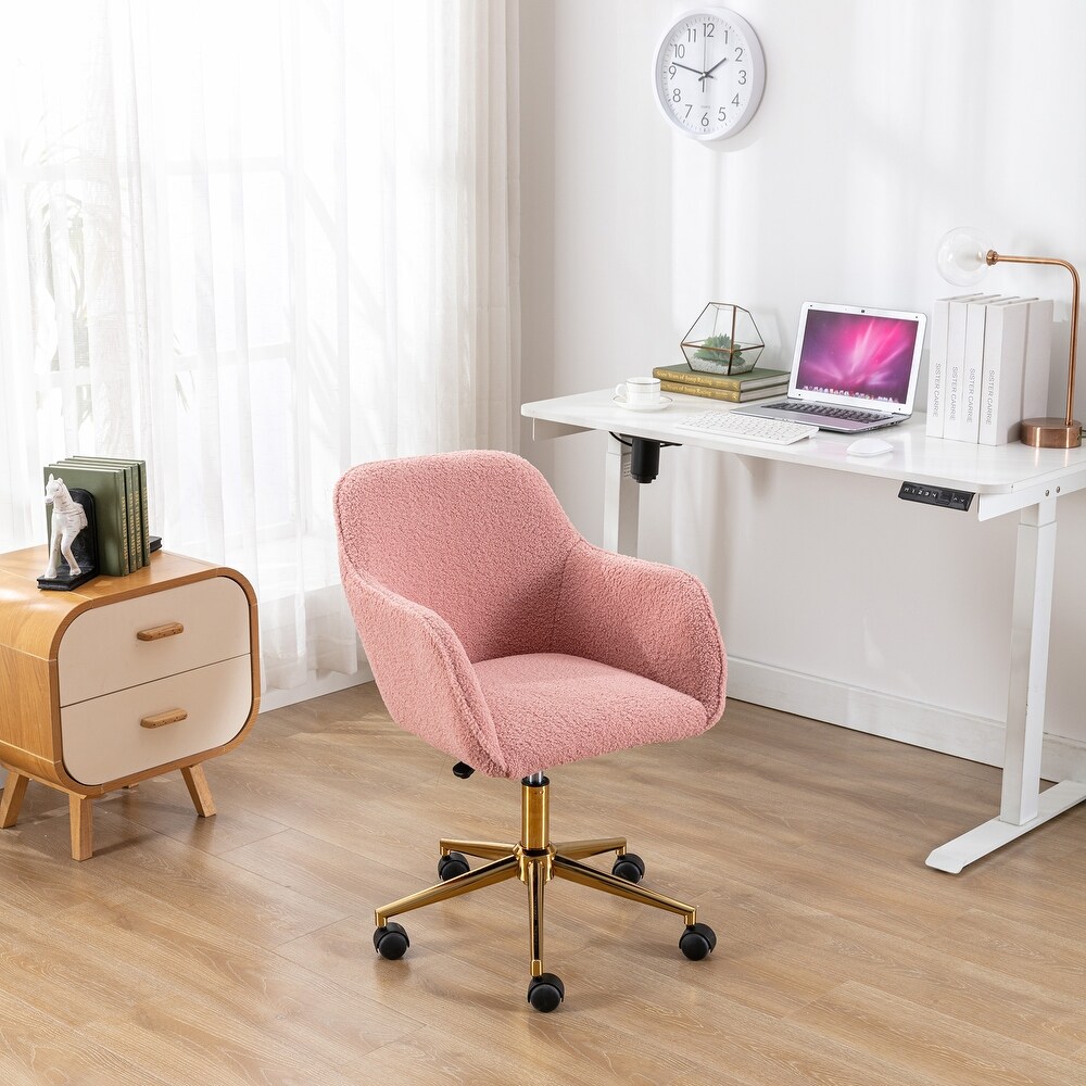 Teddy Fabric Upholsterd Office Chair with Adjustable Height 360 Revolving  Computer Chair with Metal Frame   Universal Wheels