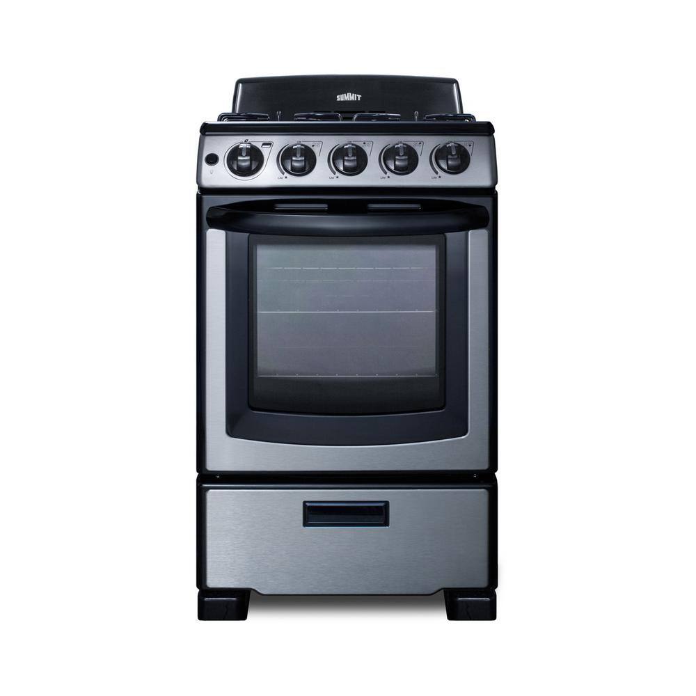 Summit Appliance 20 in. 2.3 cu. ft. Gas Range in Stainless Steel PRO201SS