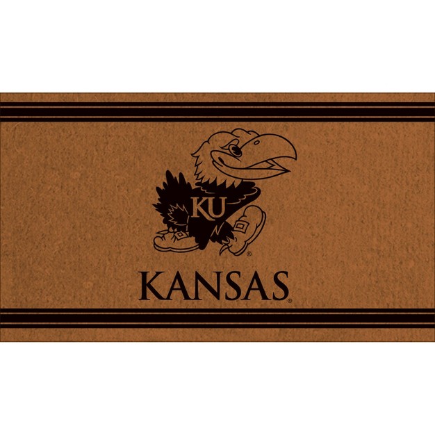 Evergreen University Of Kansas Logo Turf Mat Brown 28 X 16 Inches Indoor Outdoor Doormat