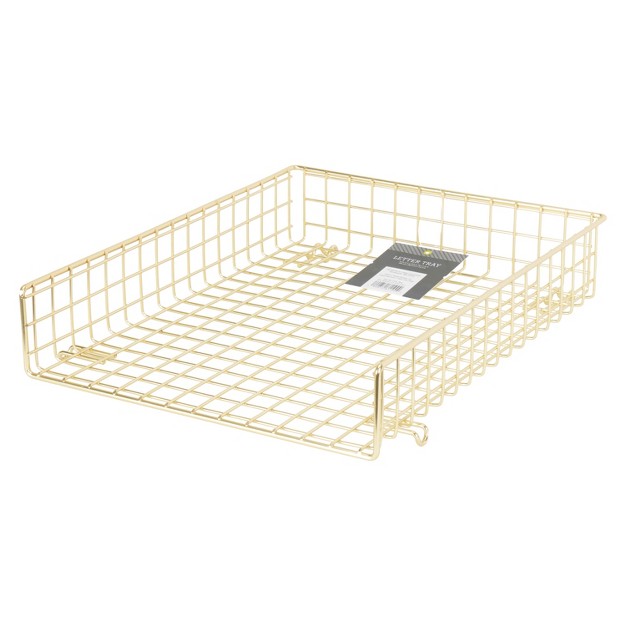 Grid Wire Letter Tray Gold