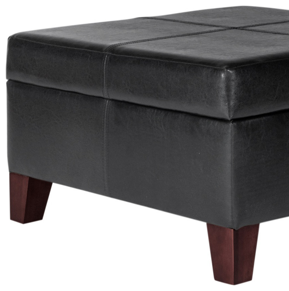 Leatherette Upholstered Wooden Ottoman With Hinged Storage  Black  ampBrown  Large   Transitional   Footstools And Ottomans   by Uber Bazaar  Houzz