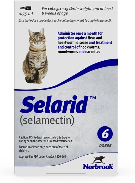 Selarid Topical Solution for Cats， 5.1-15 lbs， (Blue Box)