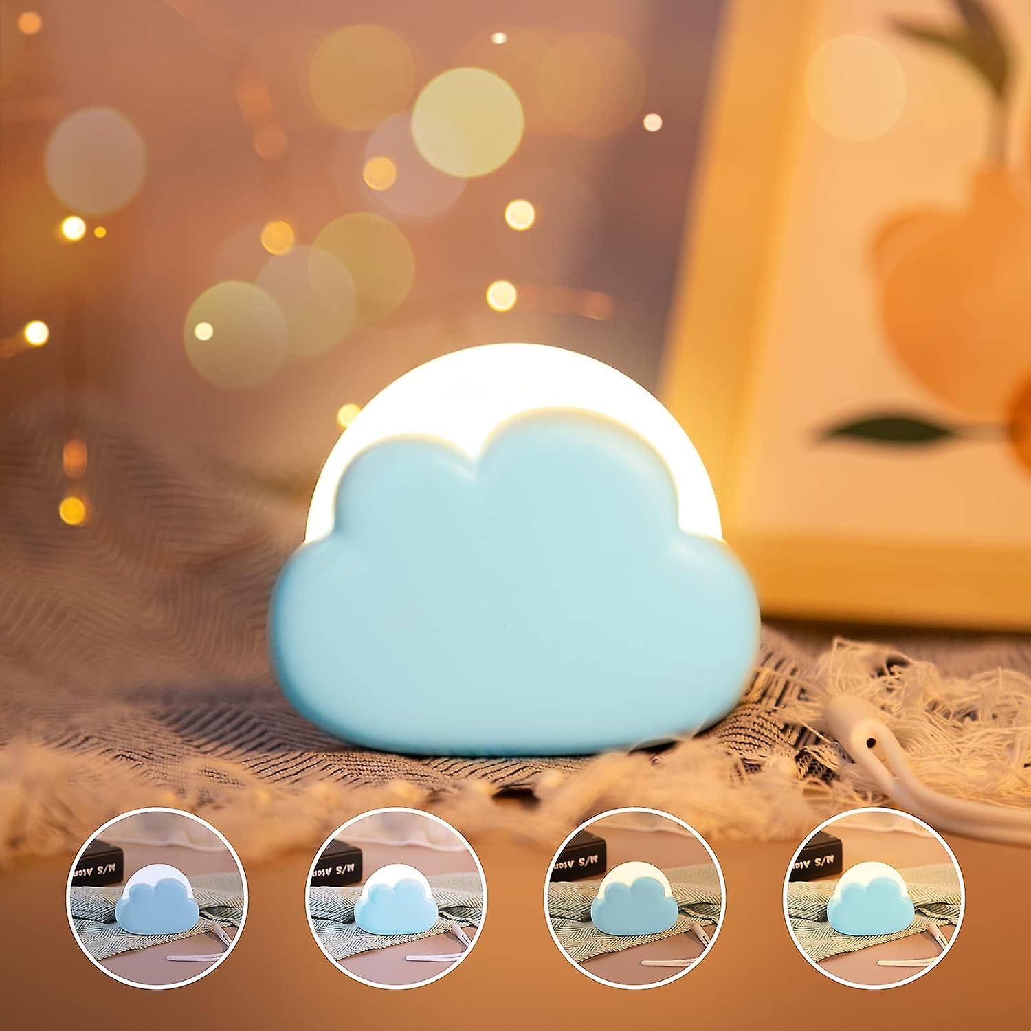 Cloud Kids Night Light， Baby Night Light， With 4 Intensities And Silicone Strap， Rechargeable Led Night Light，ideal For Baby And Mum (blue)