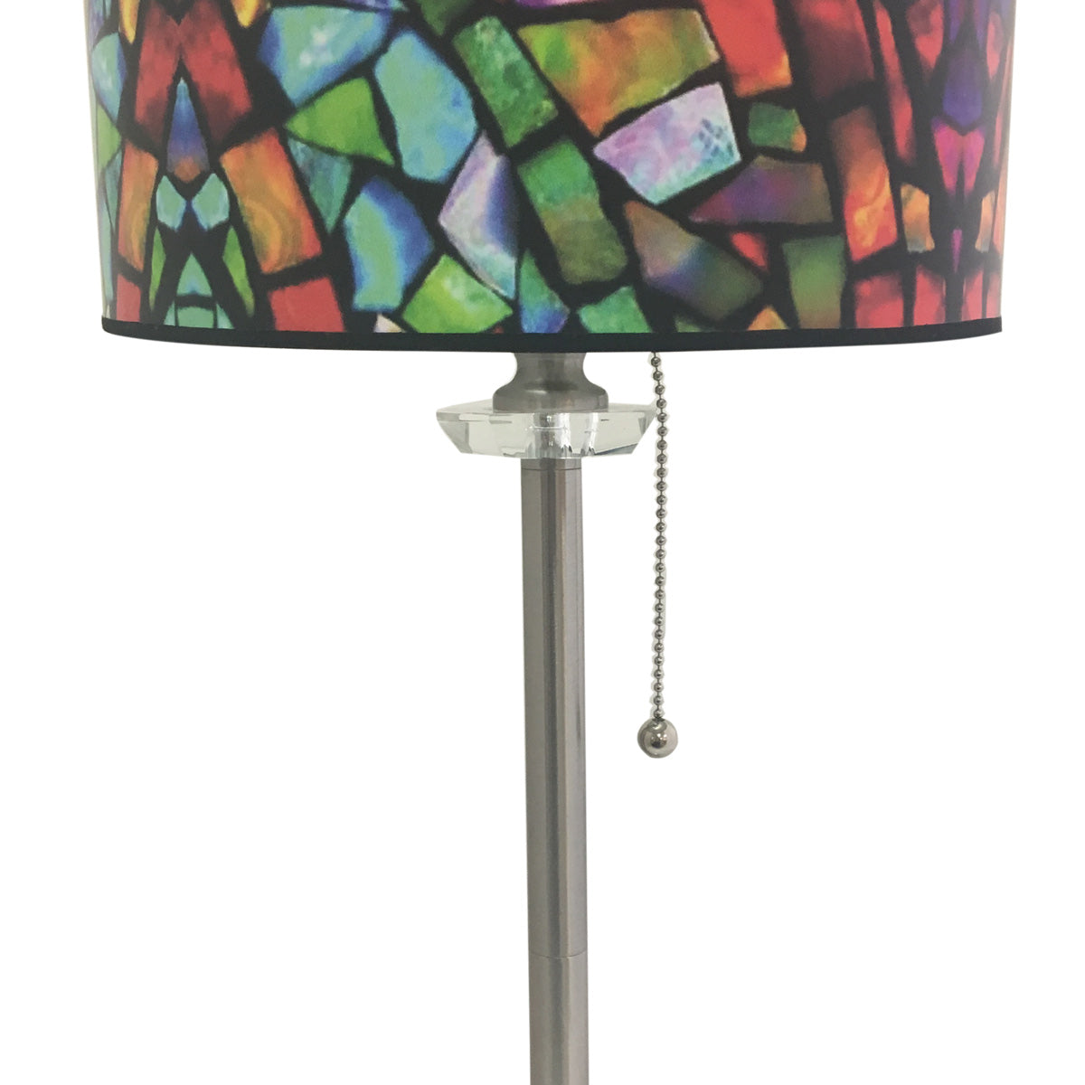 Royal Designs 28" Crystal and Brushed Nickel Buffet Lamp with Mosaic Stained Glass Design Hardback Lamp Shade, Set of 2