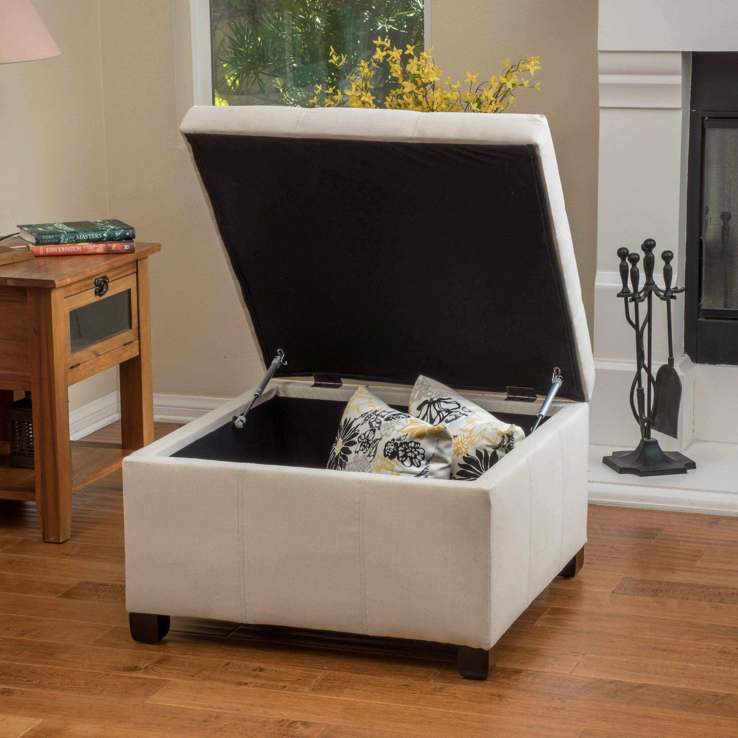 Kensington Fabric Square Storage Ottoman Coffee Table