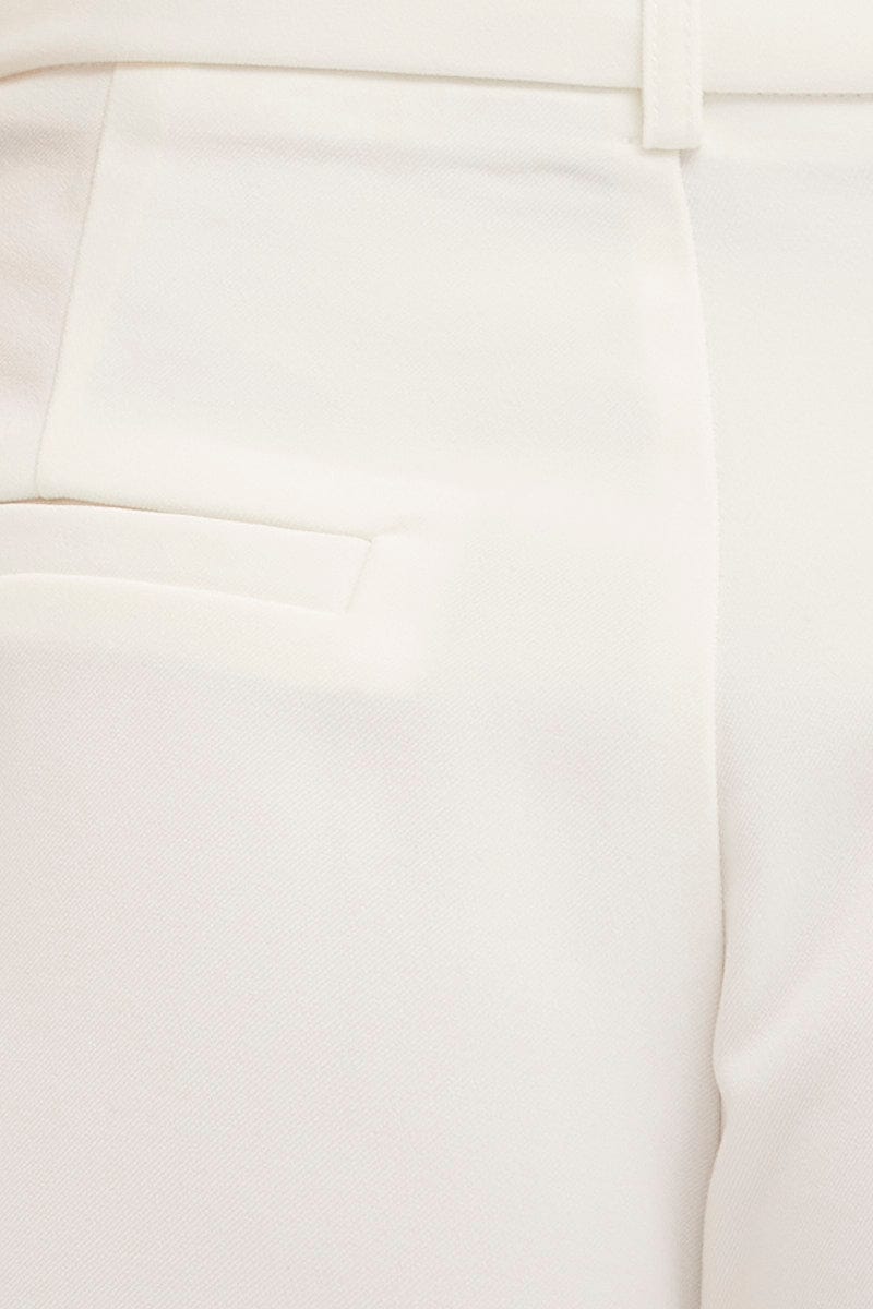 White Mid Rise Pant Tailored Wide Leg