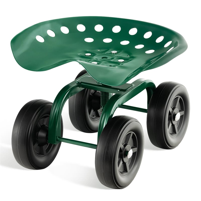 Heavy Duty Rolling Garden Cart Adjustable Height Utility Stool Cart with 360¡ã Swivel Seat & Wheels