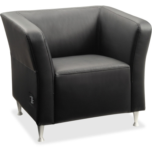 Lorell Fuze Modular Series Black Leather Guest Seating (86916)