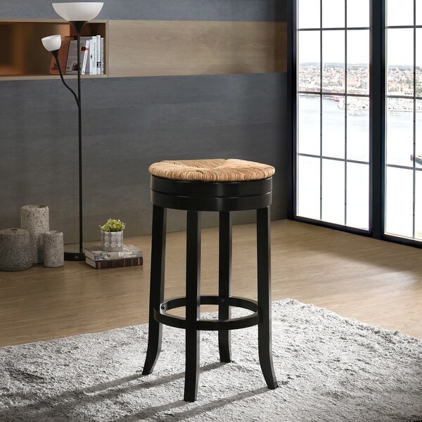 The Curated Nomad Aragon Rush Seat Swivel 30-inch Bar Stool - N/A