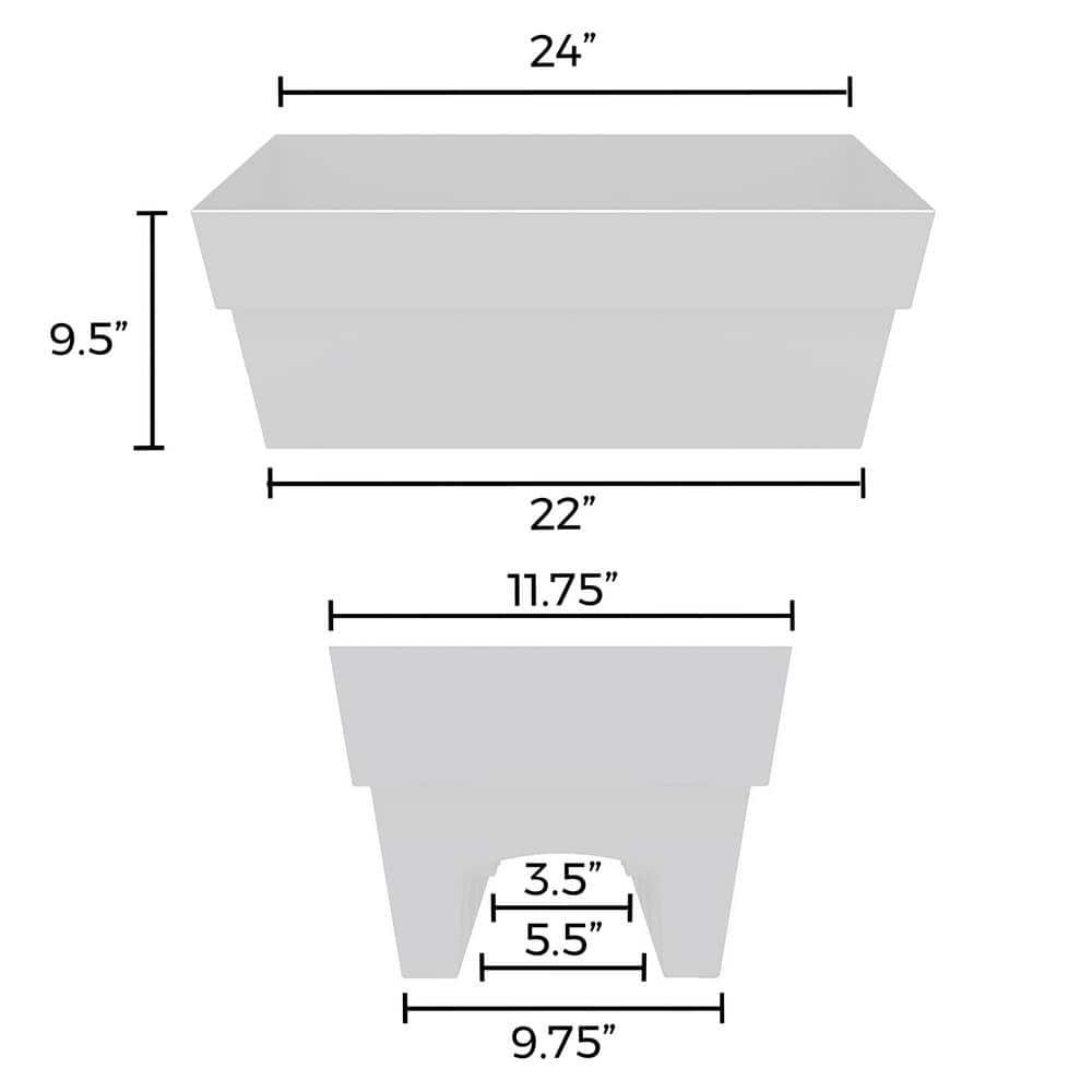 Bloem 24 in. Black Finley Deck Rail Resin Planter FDR2400