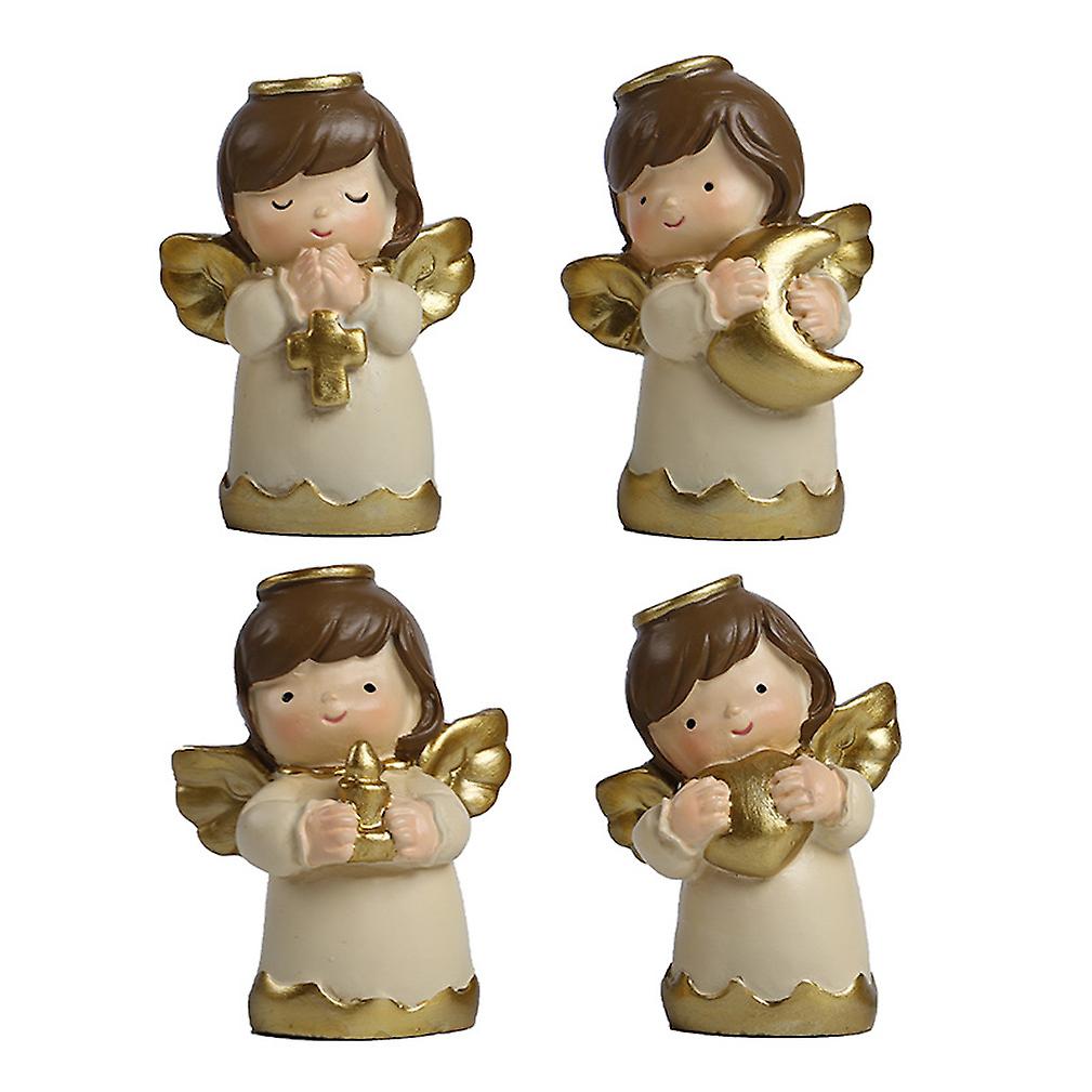 4 Little Angel Ornaments Set Interior Figurine Sculpture Statue For Home Desktop Decoration Handicraft Bookshelf Ornaments