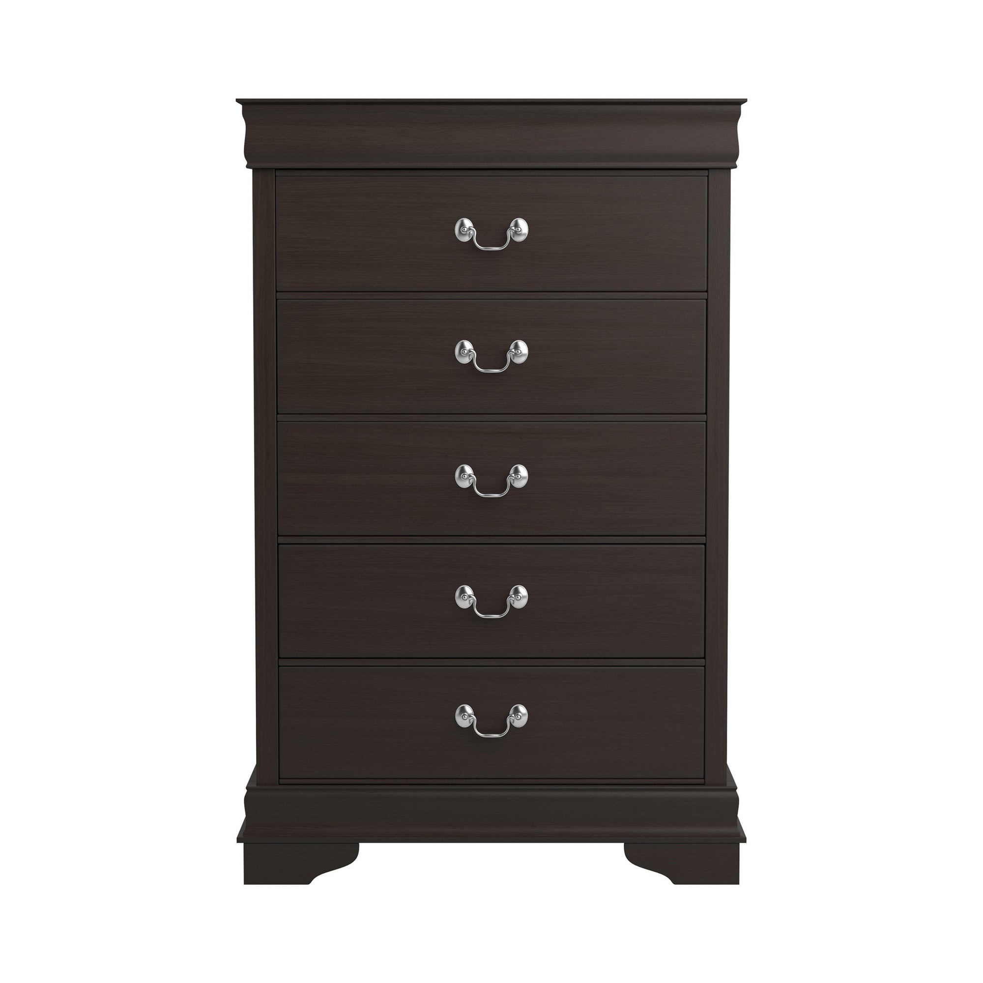 Louis Philippe 5-drawer Chest with Silver Bails Cappuccino