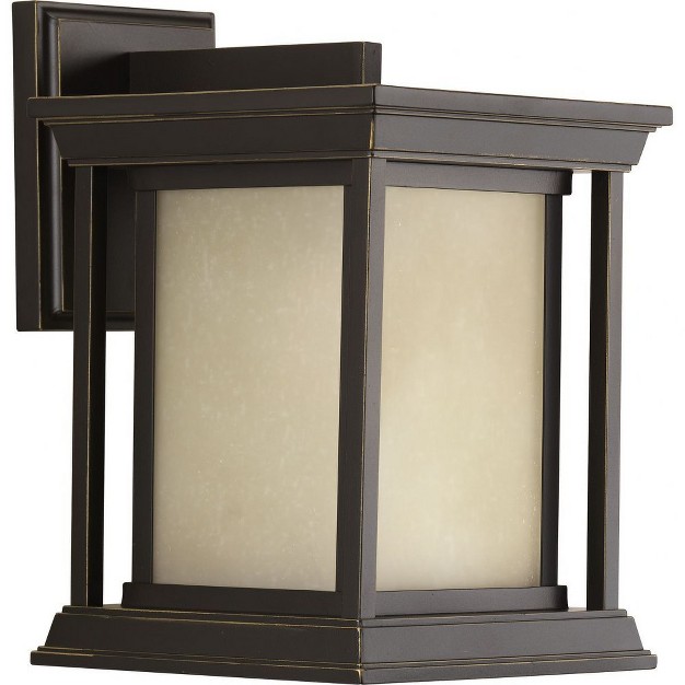 Progress Lighting Endicott 1 light Outdoor Wall Lantern In Antique Bronze With Linen Glass Shade