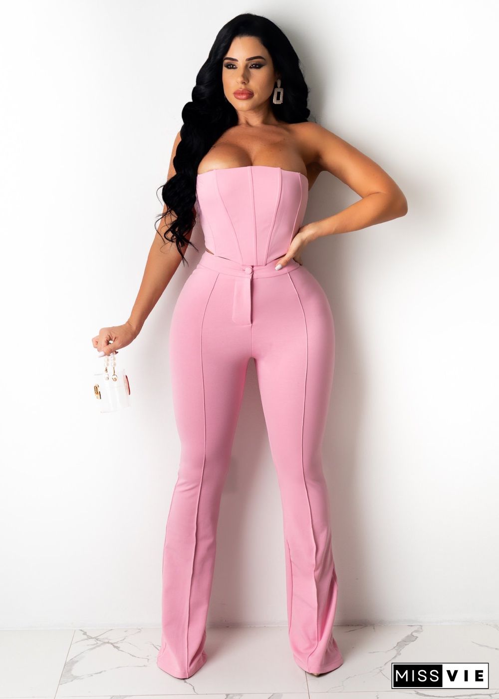 New Sexy Tube Top Slim Flared Pants Nightclub Set