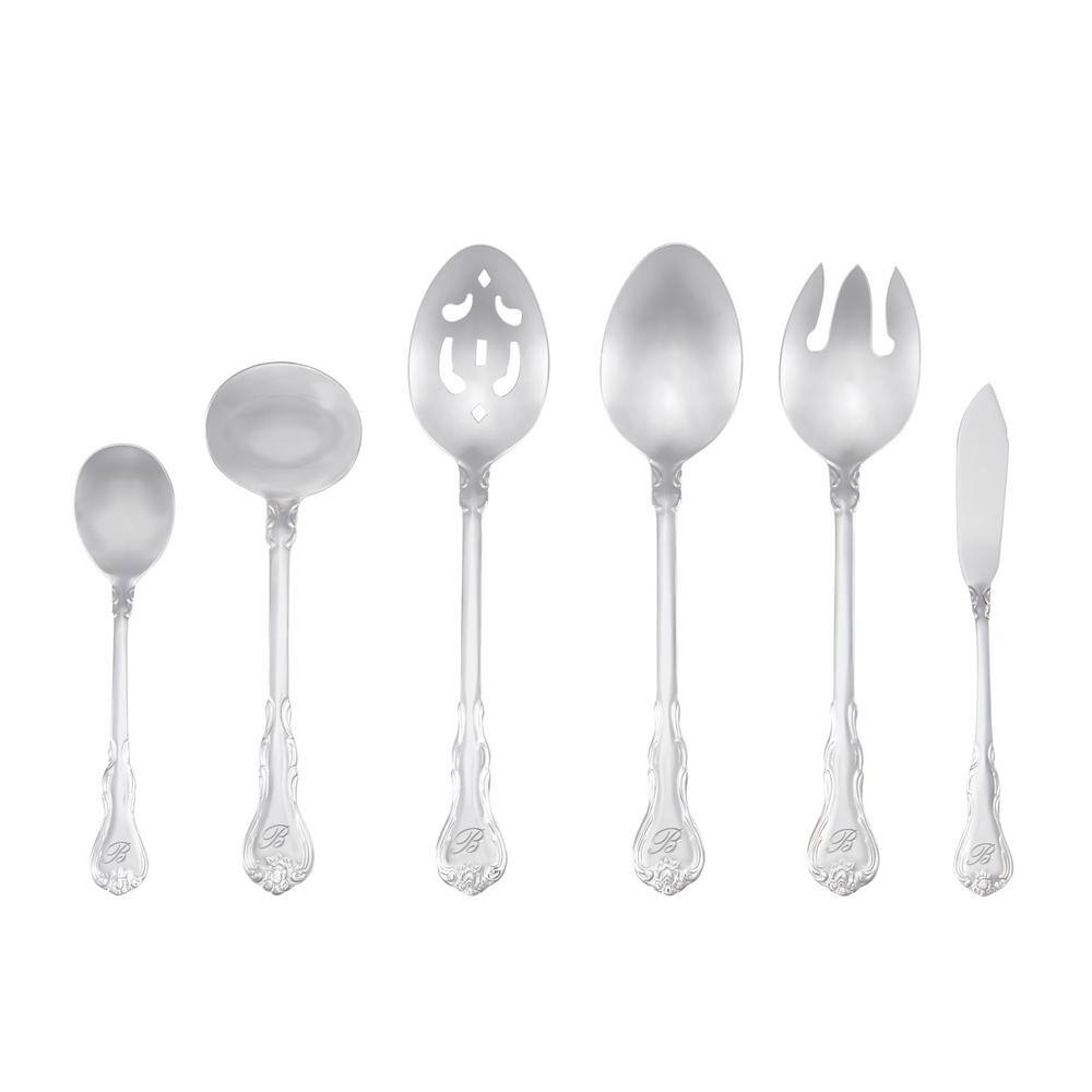 RiverRidge Home Bouquet Monogrammed Letter H 46-Piece Silver Stainless Steel Flatware Set (Service for 8) 10-098