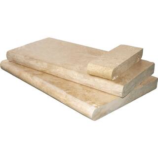 MSI Tuscany Beige 2 in. x 16 in. x 24 in. Brushed Travertine Pool Coping (40 Pieces106.8 sq. ft.Pallet) TBEI1624HUFBR