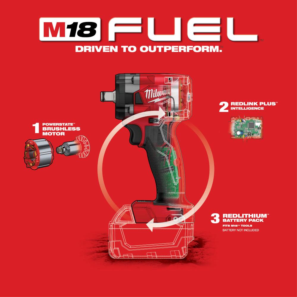 Milwaukee M18 FUEL 1/2 Compact Impact Wrench with Friction Ring Reconditioned