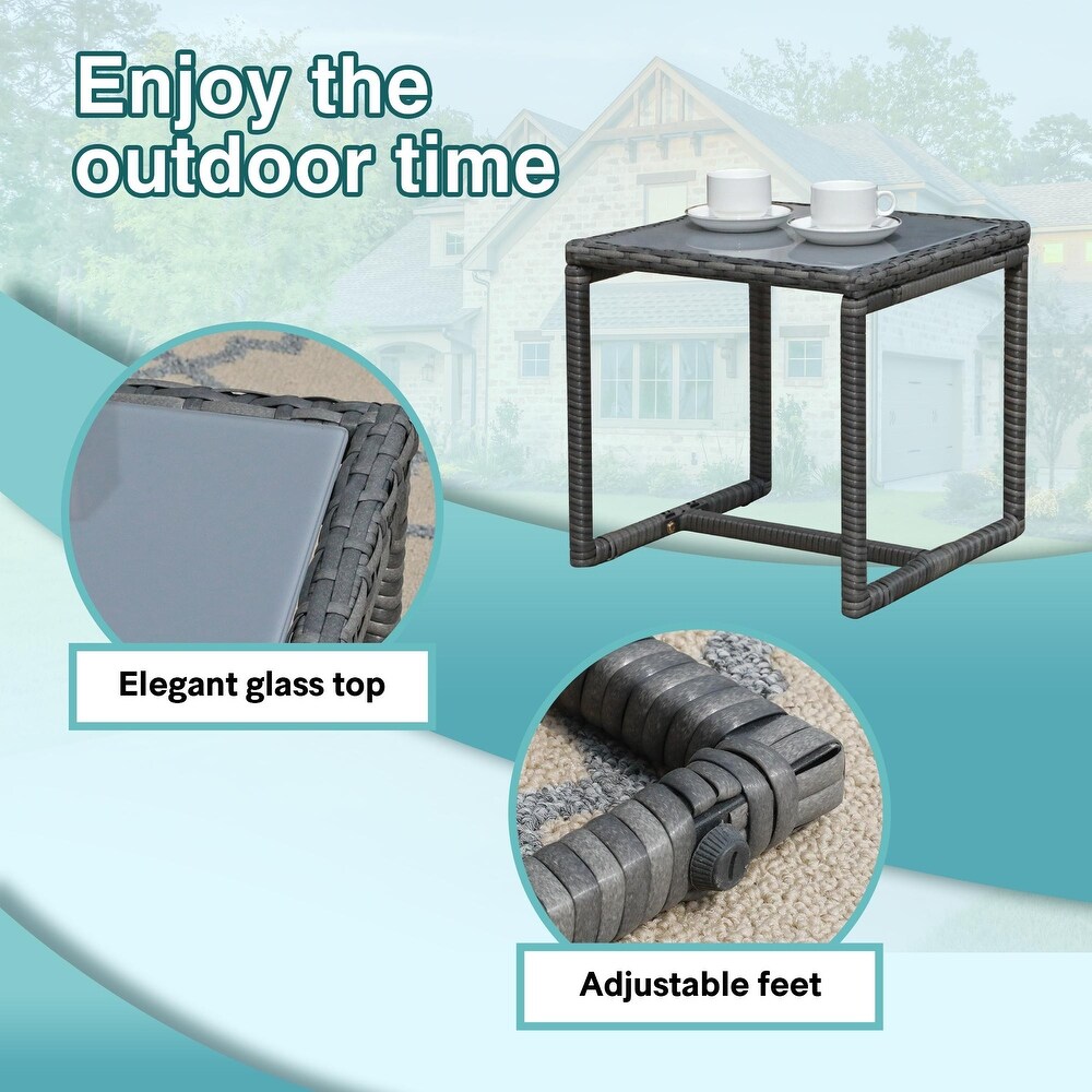 3 pc. Outdoor Cushioned Wicker Chat Set