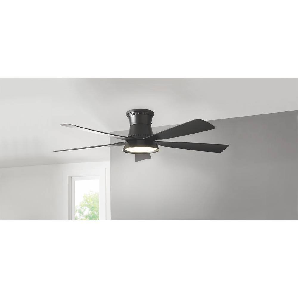 Hampton Bay Hawkspur 52 in. Integrated LED CCT IndoorOutdoor Matte Black Ceiling Fan with Light and Remote Control AK424-MBK