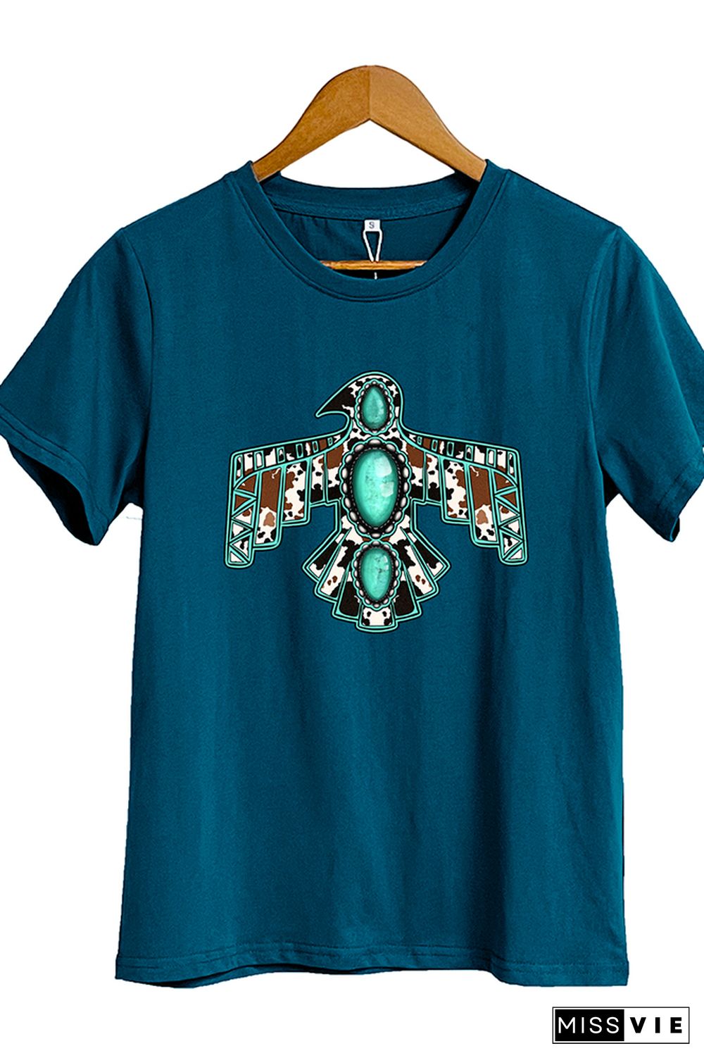 Cowhide Turquoise Thunderbird Graphic T-Shirt Wholesale