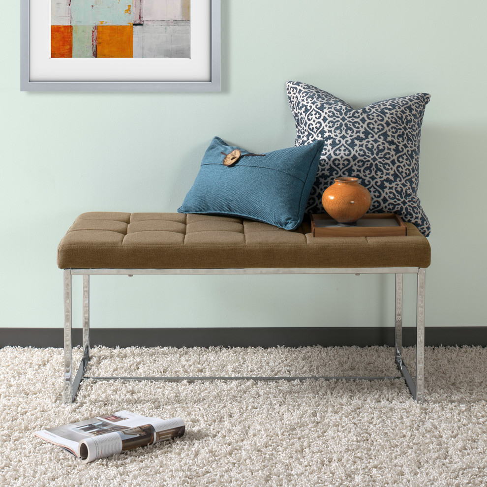 CorLiving Huntington Modern Fabric Bench With Chrome Base   Contemporary   Upholstered Benches   by CorLiving Distribution LLC  Houzz