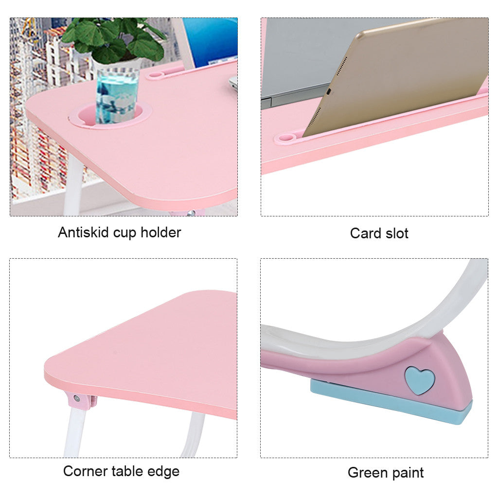 GesOes Laptop Bed Tray Table, Foldable Portable Lap Standing Desk for Sofa, Bed, Terrace, Balcony, Garden