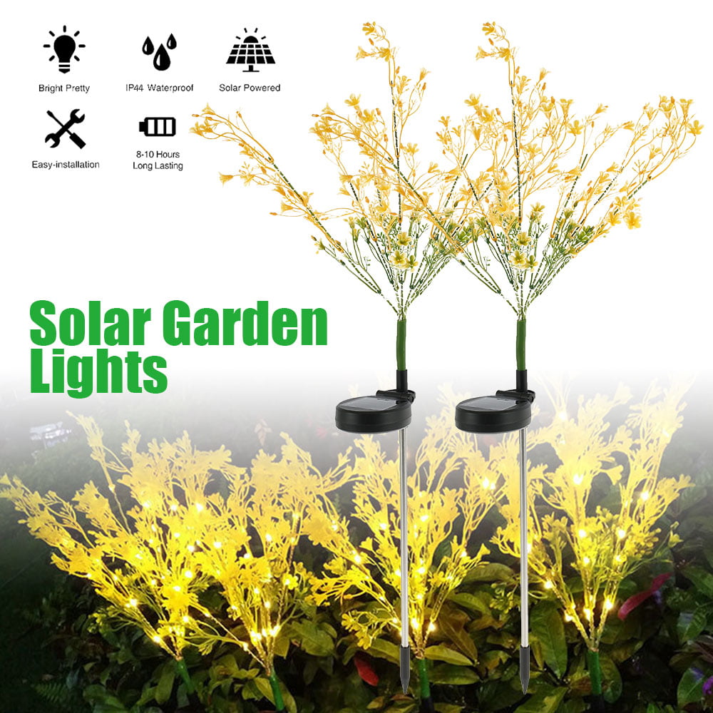 Willstar 2 Pieces Solar Garden Lights， Solar Flowers Rape Flower， Solar Powered IP65 Waterproof Fiber Optic Solar for Patio， Yard， Pathway， Party Garden Decorative Stake Light， Garden Flowers Lights