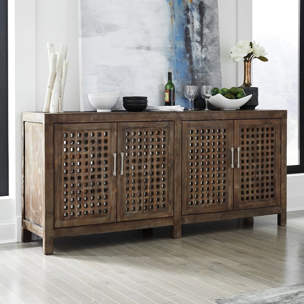 Prado 4 Door Reclaimed Pine Sideboard Buffet by Kosas Home   80Wx18Dx36H