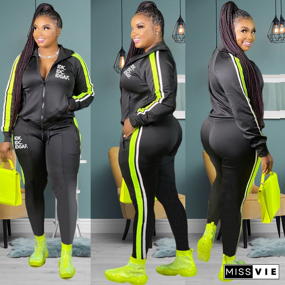 Long Sleeve Zipper Jackets and Pants Tracksuits