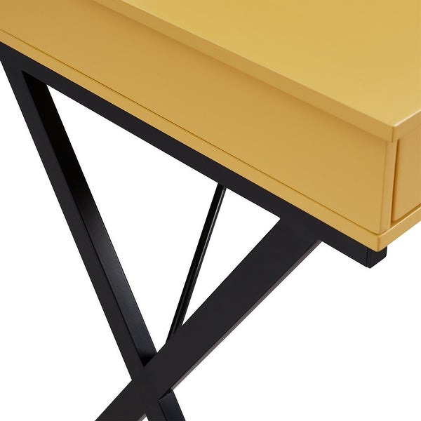 2 Drawers Writing Desk with Stoving Varnish Steel Frame， MDF Table Top