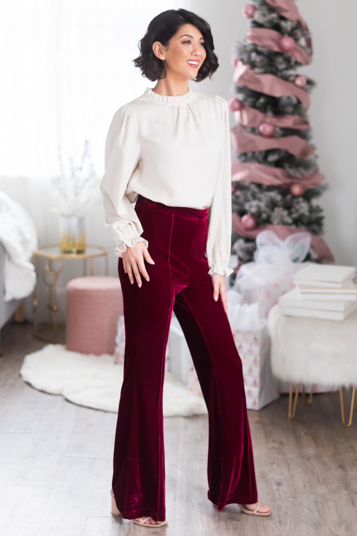 Cheerful Velvet Flare Pants