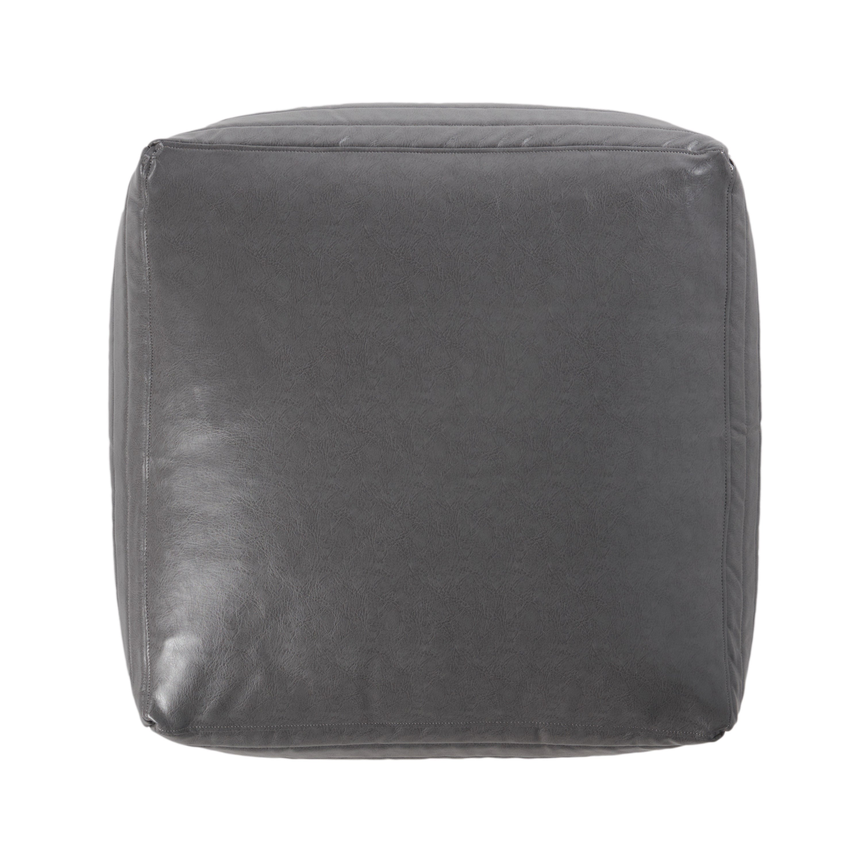 Conrail Contemporary Faux Leather Channel Stitch Pouf