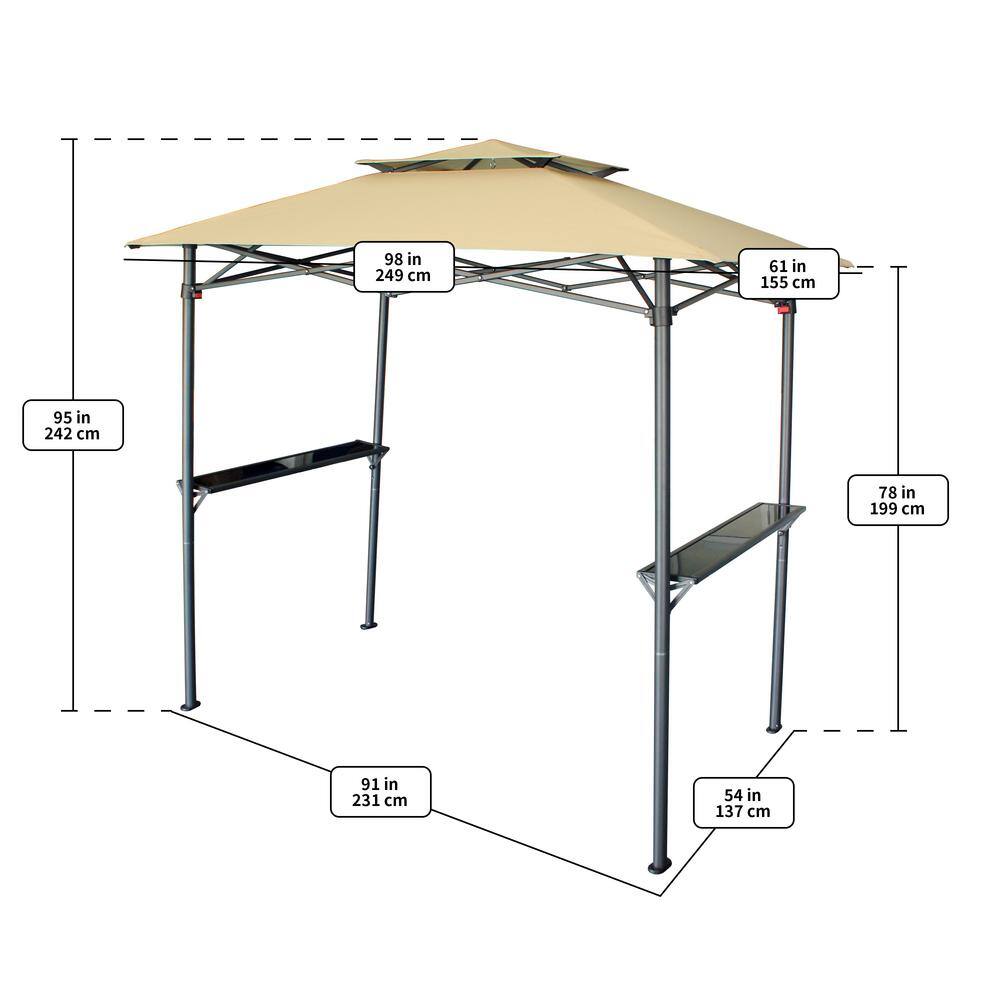 Hampton Bay 8 ft. x 5 ft. Khaki Instant Canopy Pop Up Grill Gazebo G40C