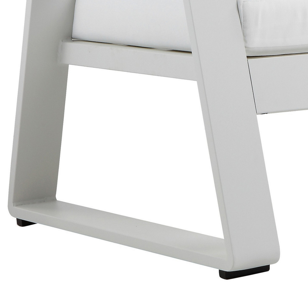 Benzara BM287717 Armchair White Aluminum Frame Fade Resistant Fabric Cushions   Contemporary   Outdoor Lounge Chairs   by Uber Bazaar  Houzz